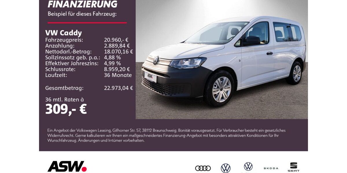 VW Caddy 35.500 km 20.960 &euro; Sinsheim 74889