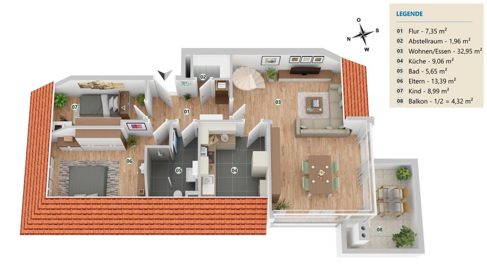 Maisonettenwohnung Bad Friedrichshall - 4 Zimmer, 96 m&sup2;, 1.310&euro; | Angebot:25972423