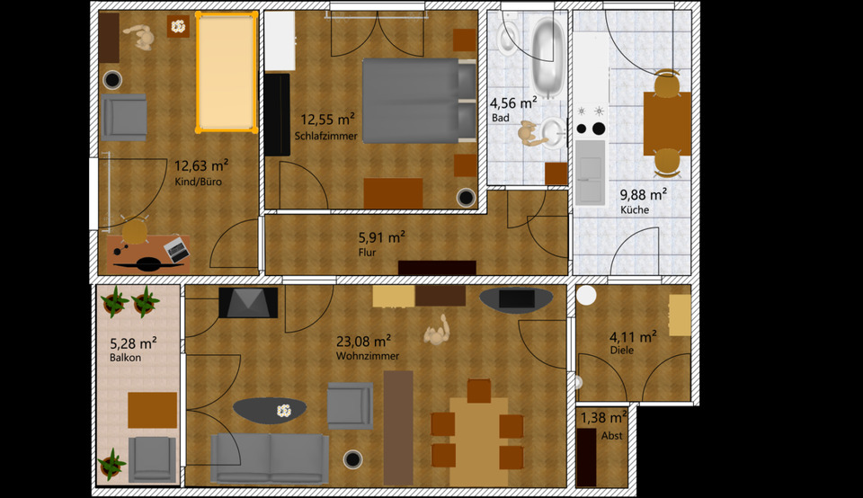 Hochparterre Leimen - 3 Zimmer, 159.000&euro; | Angebot:22041355