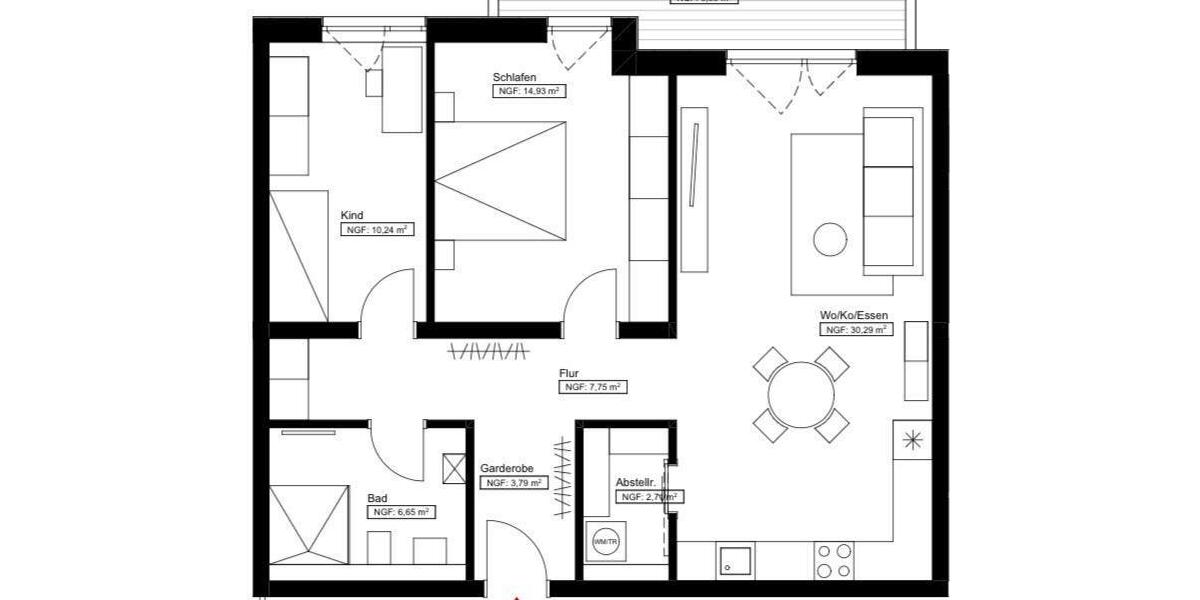 Etagenwohnung Ölbronn-Dürrn Dürrn - 3 Zimmer, 78 m&sup2;, 1.210&euro; | Angebot:25632678