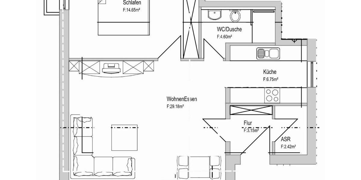 Erdgeschoßwohnung Ilsfeld - 2 Zimmer, 60 m&sup2;, 1.020&euro; | Angebot:25948395