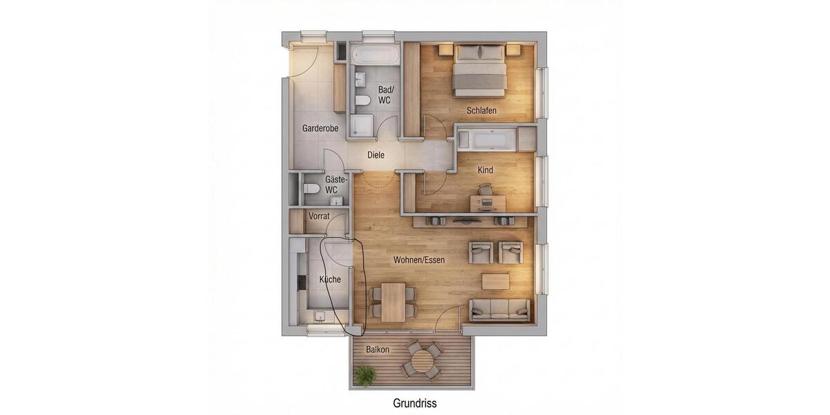 Etagenwohnung Bietigheim-Bissingen Bissingen - 3 Zimmer, 77 m&sup2;, 449.000&euro; | Angebot:25181367