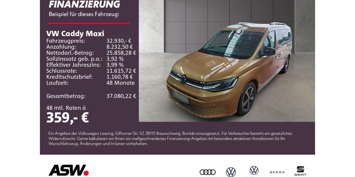 VW Caddy Maxi 64.200 km 32.930 &euro; Sinsheim 74889