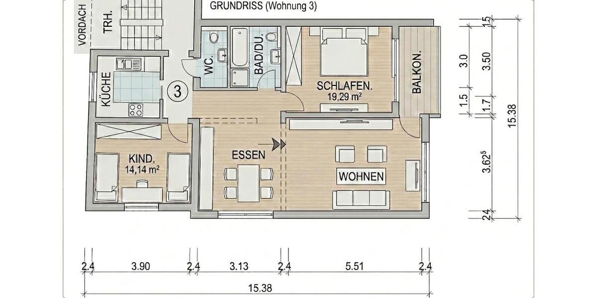 Etagenwohnung Bietigheim-Bissingen Bissingen - 3 Zimmer, 78 m&sup2;, 279.000&euro; | Angebot:26765105