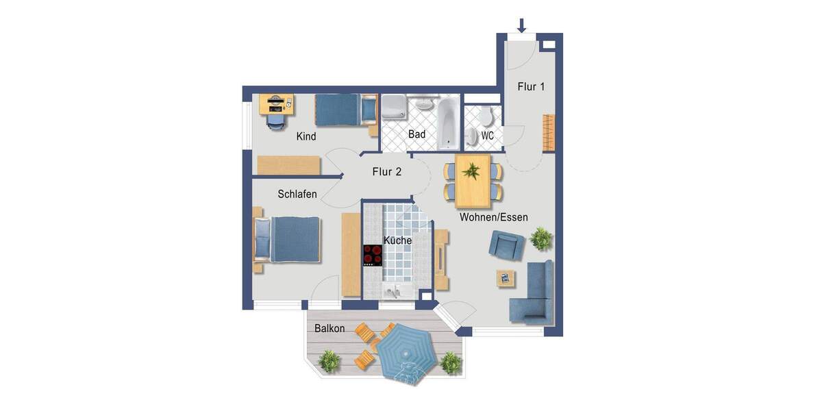 Etagenwohnung Bietigheim-Bissingen Bissingen - 3 Zimmer, 67 m&sup2;, 344.000&euro; | Angebot:25737339