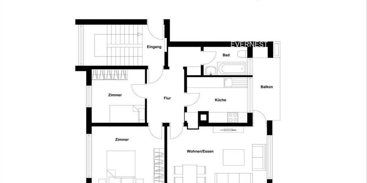 Etagenwohnung Sinsheim - 3 Zimmer, 64 m&sup2;, 175.000&euro; | Angebot:25686872