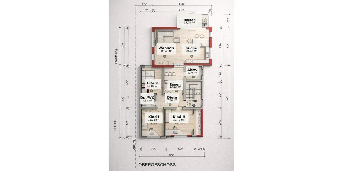 Etagenwohnung Mühlhausen - 5.5 Zimmer, 128 m&sup2;, 490.000&euro; | Angebot:25794303