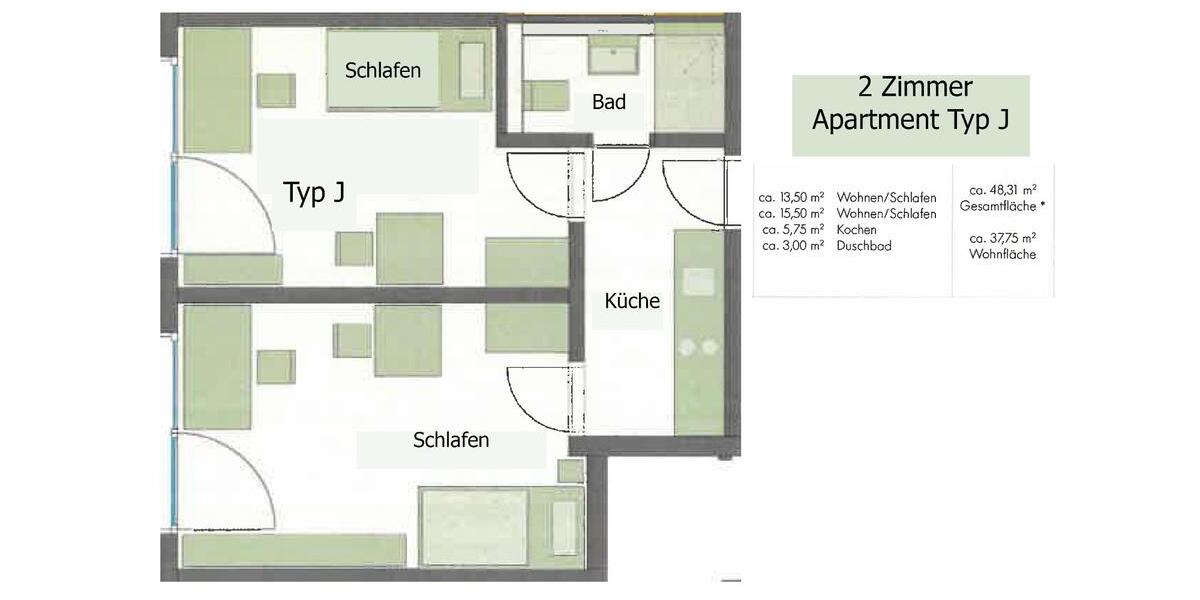 Etagenwohnung Heilbronn Kernstadt - 1 Zimmer, 16 m&sup2;, 485&euro; | Angebot:25711593