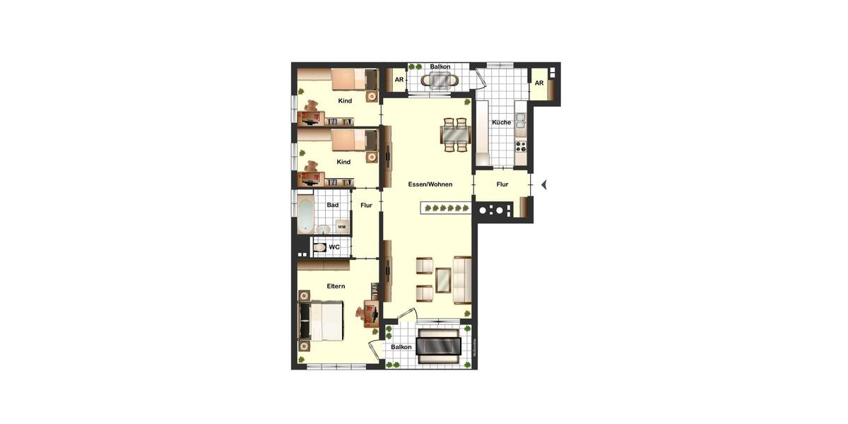 Etagenwohnung Neckarsulm - 4 Zimmer, 98 m&sup2;, 1.400&euro; | Angebot:25875369