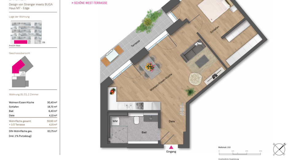 Erdgeschoßwohnung Heilbronn Kernstadt - 2 Zimmer, 64 m&sup2;, 1.050&euro; | Angebot:24716157