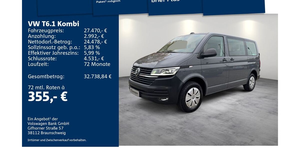 VW T6 Kombi 141.777 km 26.260 &euro; Mosbach 74821