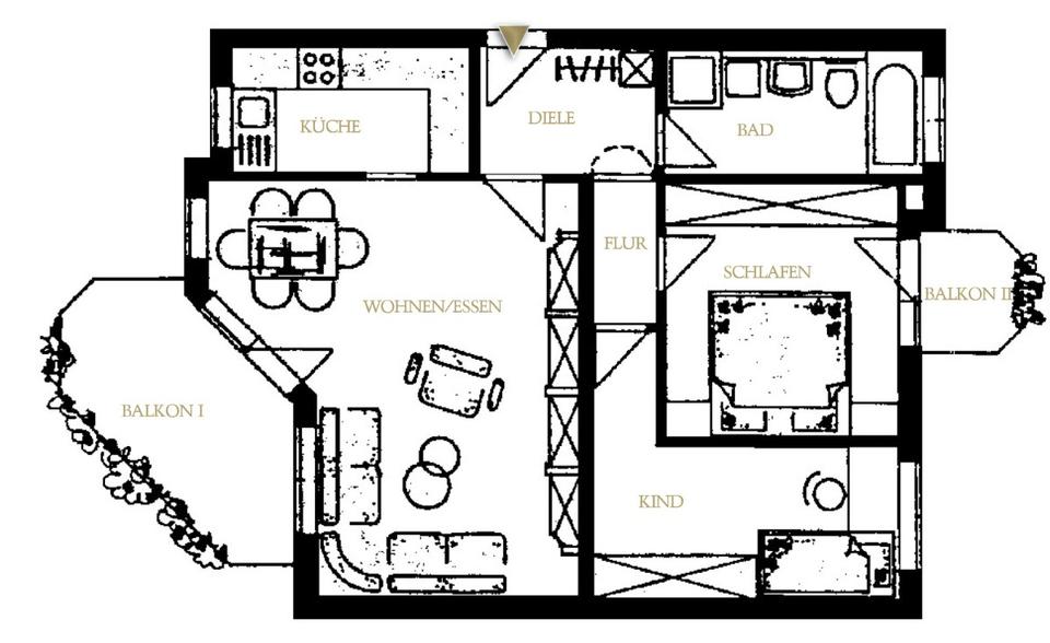 Etagenwohnung Heilbronn Frankenbach - 3 Zimmer, 69 m&sup2;, 830&euro; | Angebot:26630285