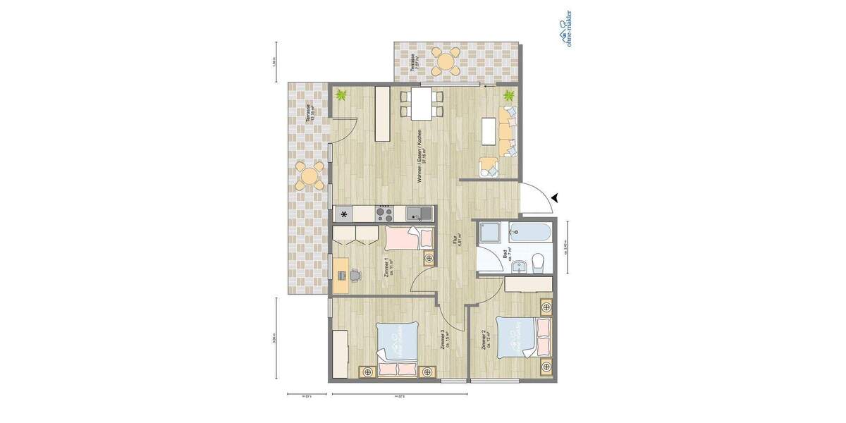 Etagenwohnung Ingersheim Großingersheim - 4 Zimmer, 95 m&sup2;, 479.000&euro; | Angebot:25682249