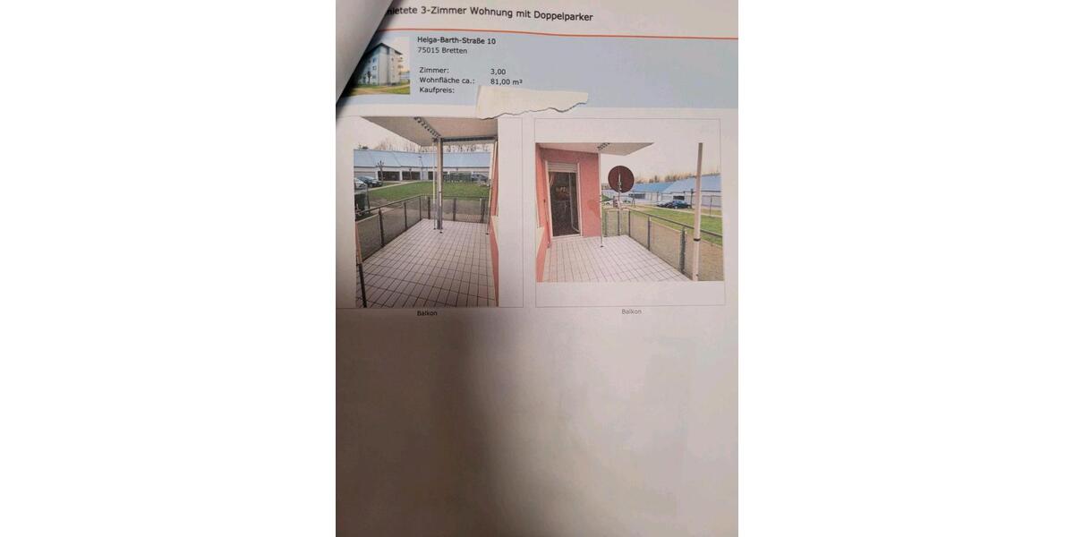 Erdgeschoßwohnung Bretten - 3 Zimmer, 81 m&sup2;, 255.000&euro; | Angebot:27244674