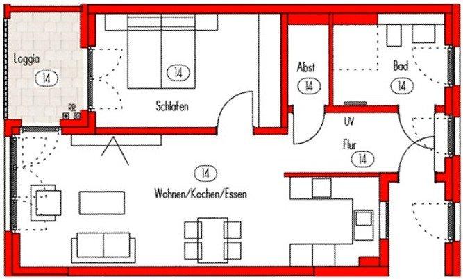 Etagenwohnung Eppingen - 2 Zimmer, 66 m&sup2;, 321.000&euro; | Angebot:26069545