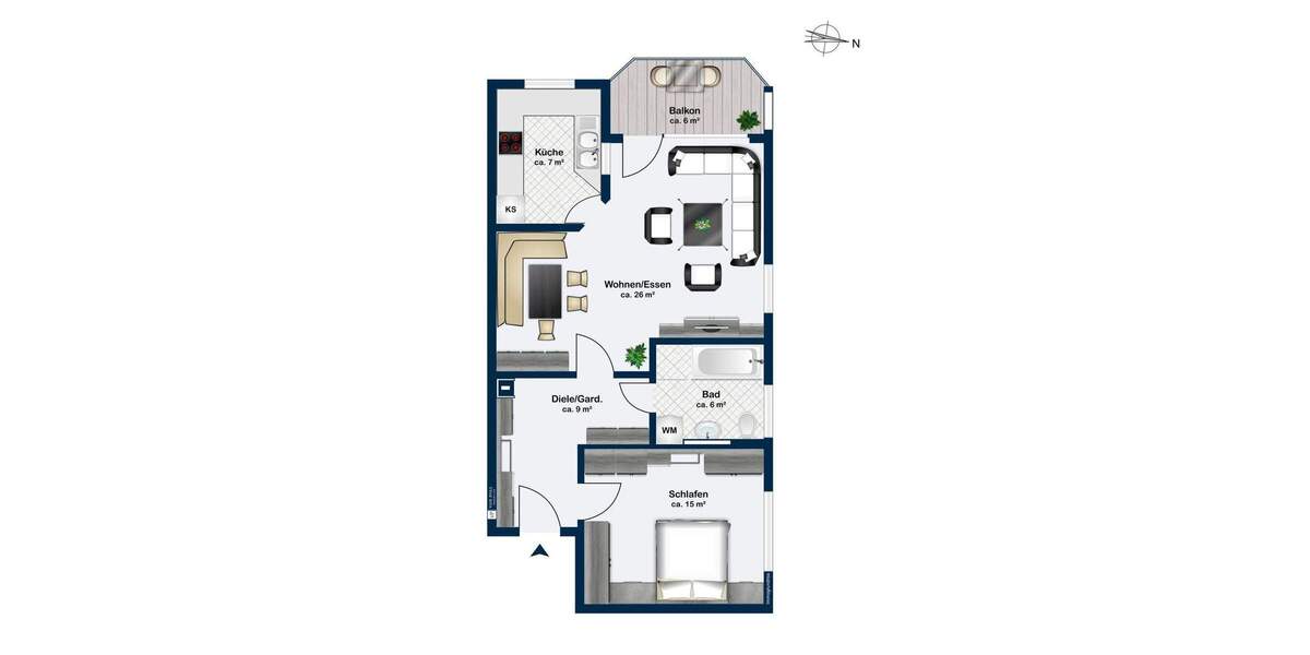 Etagenwohnung Heilbronn Neckargartach Neckargartach - 2 Zimmer, 64 m&sup2;, 239.000&euro; | Angebot:25674981