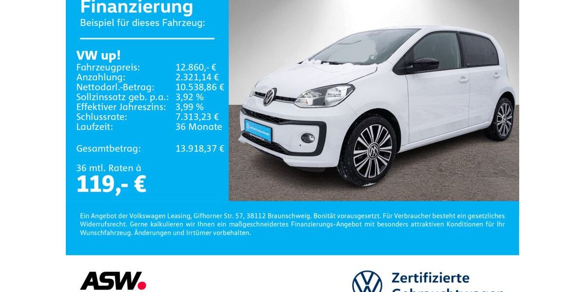 VW up! 39.999 km 12.860 &euro; Bad Rappenau 74906