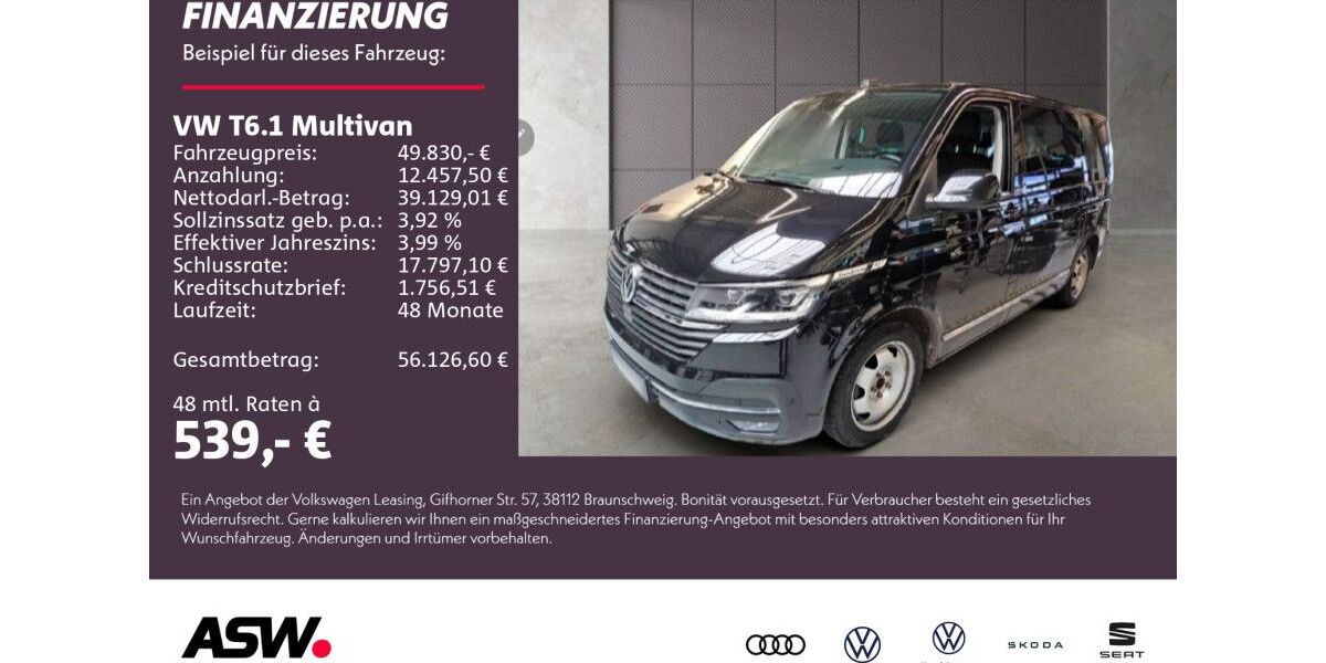 VW T6 Multivan 95.000 km 49.830 &euro; Neckarsulm 74172