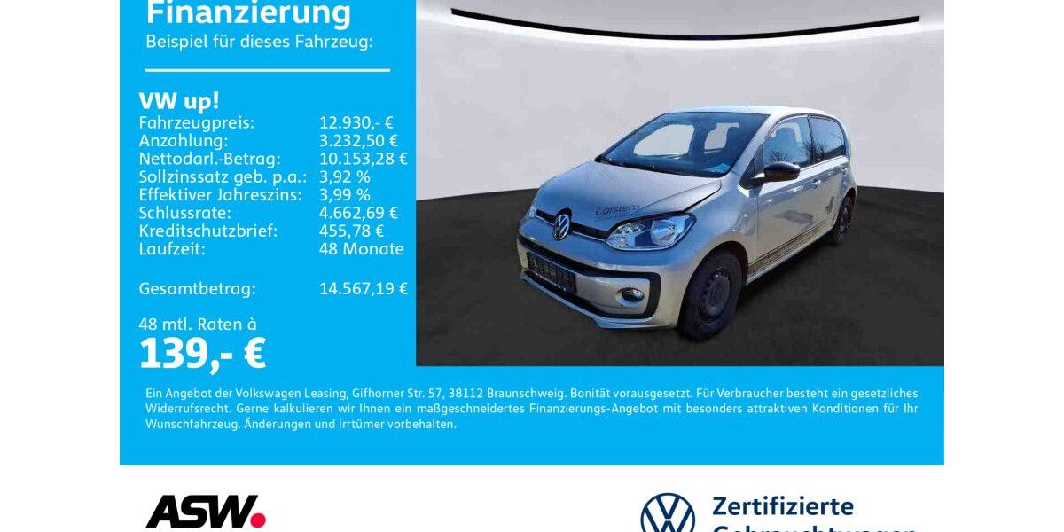 VW up! 61.800 km 12.930 &euro; Sinsheim 74889