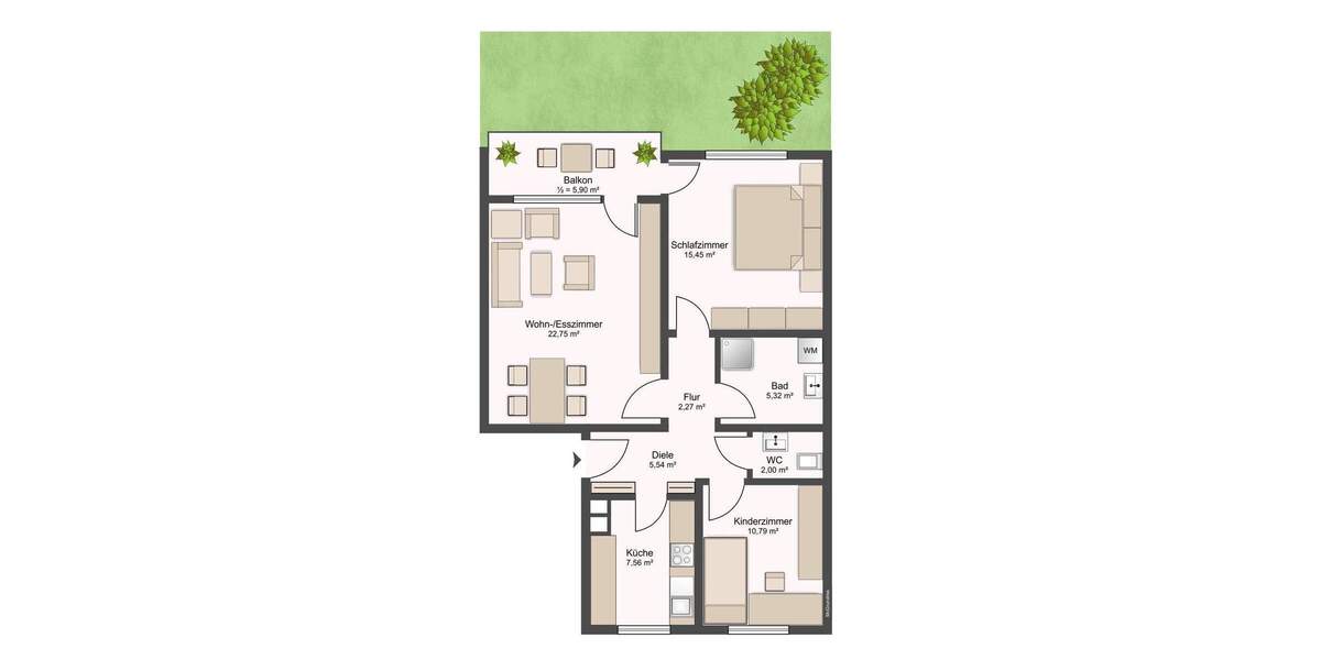 Etagenwohnung Bad Rappenau - 3 Zimmer, 74 m&sup2;, 225.000&euro; | Angebot:25776132