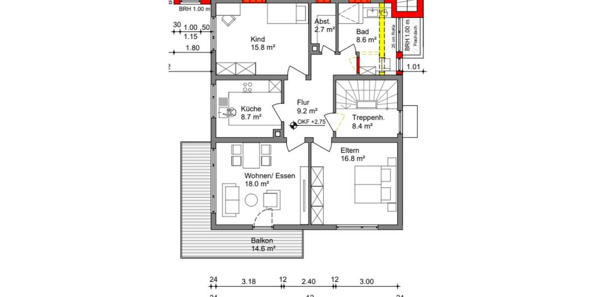 Etagenwohnung Bad Schönborn Mingolsheim - 3 Zimmer, 87 m&sup2;, 1.250&euro; | Angebot:26401974