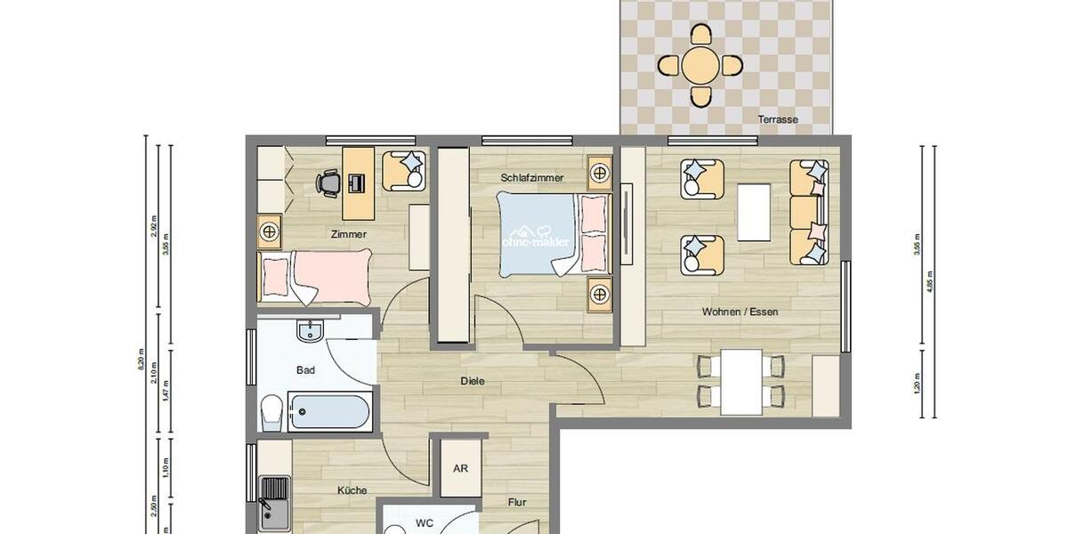 Etagenwohnung Meckesheim - 3 Zimmer, 68 m&sup2;, 850&euro; | Angebot:25592099