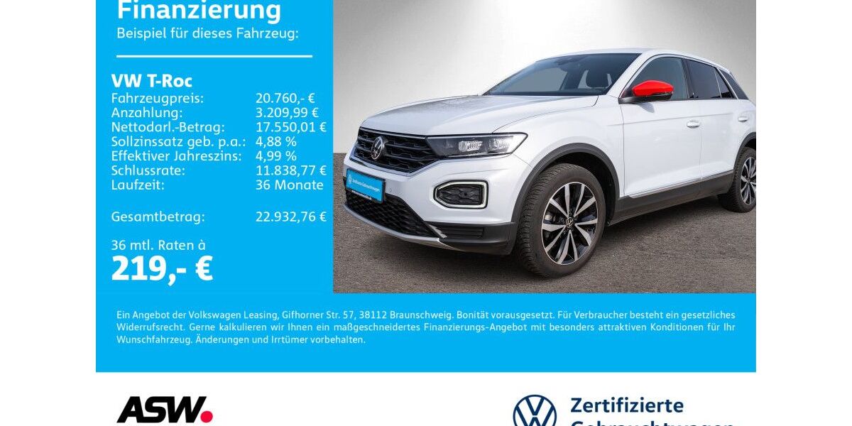 VW T-Roc 39.990 km 19.890 &euro; Bad Rappenau 74906