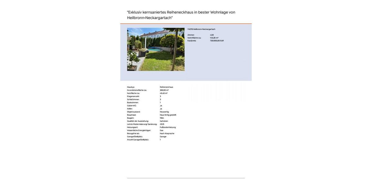 Einfamilienhaus Heilbronn Frankenbach - 4.5 Zimmer, 145 m&sup2;, 730.000&euro; | Angebot:26730240