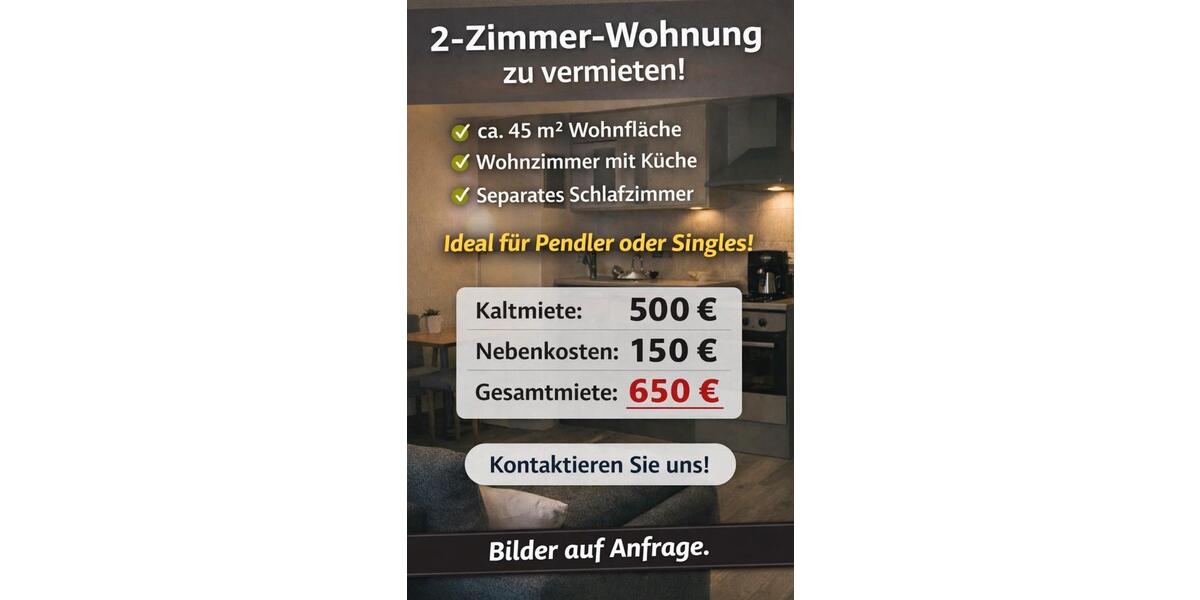 Etagenwohnung Illingen - 2 Zimmer, 45 m&sup2;, 650&euro; | Angebot:25783446