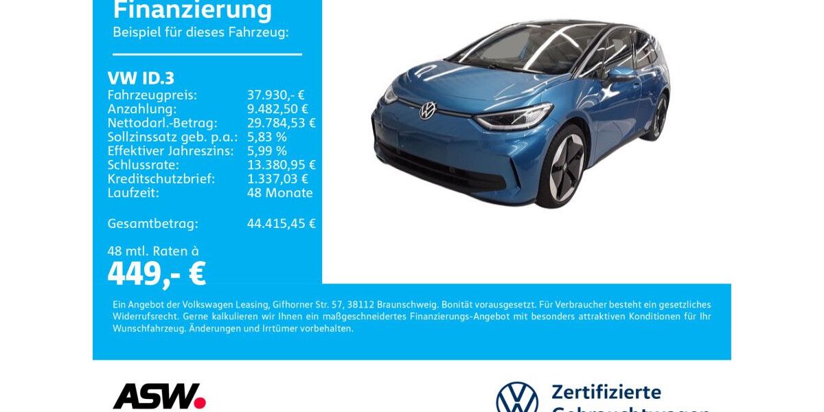 VW ID.3 5.400 km 37.930 &euro; Neckarsulm 74172