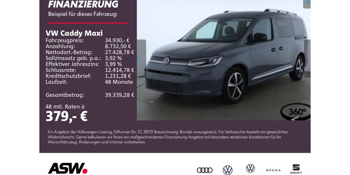 VW Caddy Maxi 15.900 km 34.930 &euro; Neckarsulm 74172