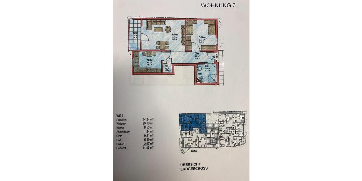 Erdgeschoßwohnung Leimen - 2 Zimmer, 62 m&sup2;, 980&euro; | Angebot:24654896