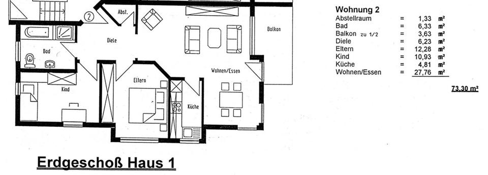 Hochparterre Leimen - 3 Zimmer, 73 m&sup2;, 850&euro; | Angebot:25934861