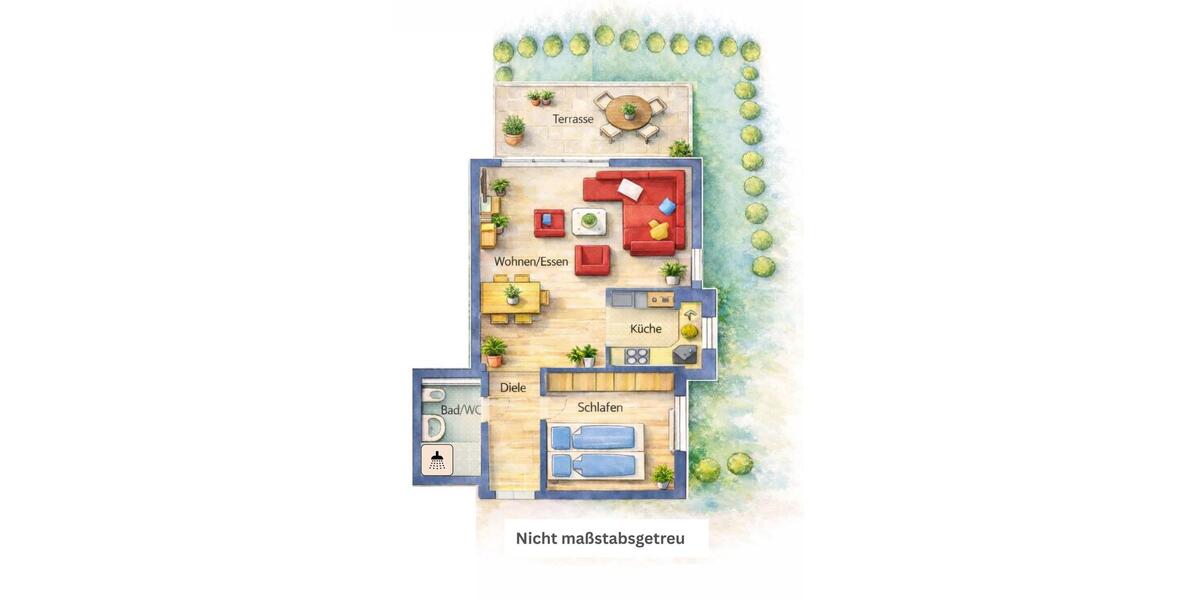 Erdgeschoßwohnung Bietigheim-Bissingen Bissingen - 2.5 Zimmer, 58 m&sup2;, 314.000&euro; | Angebot:25753537